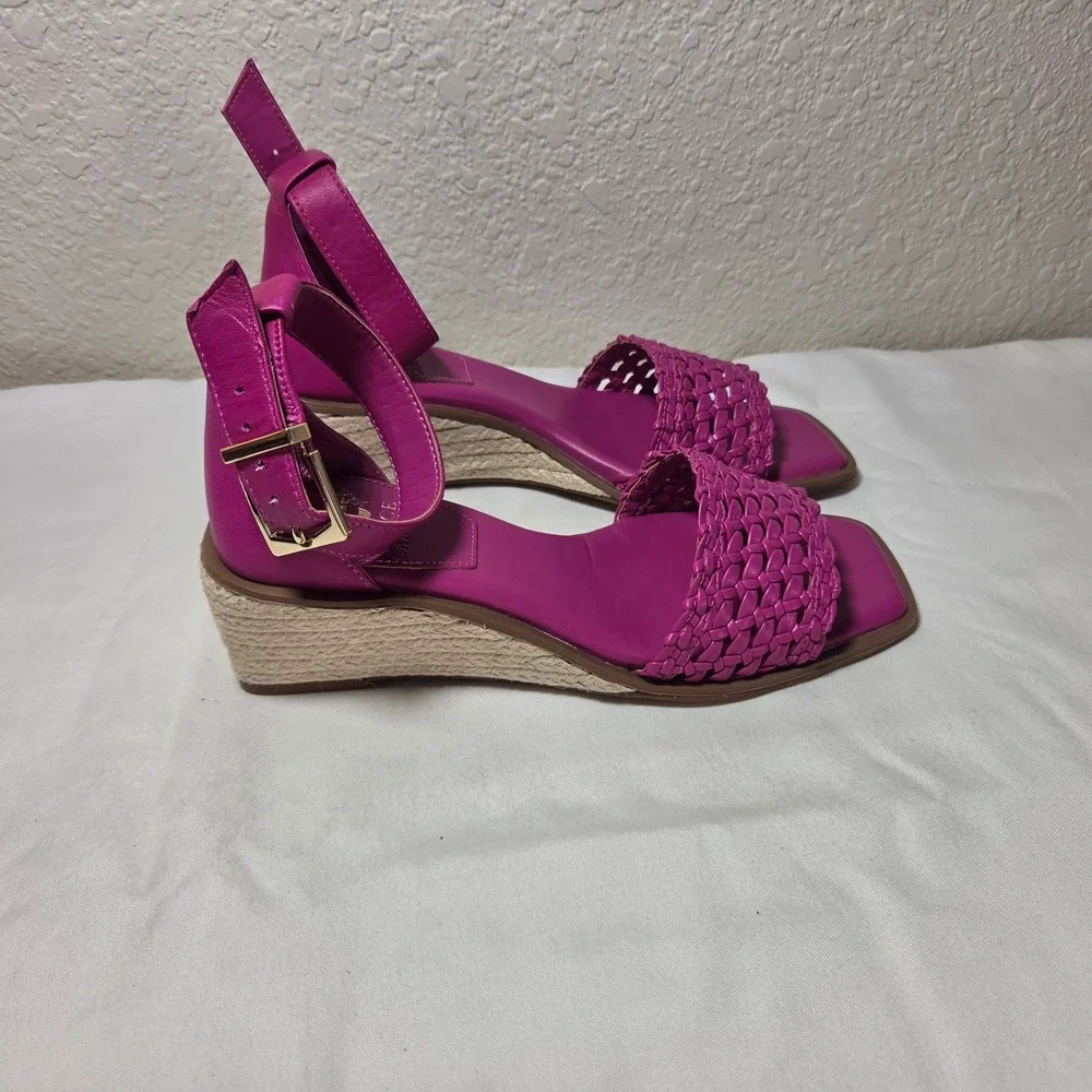 Vince Camuto Magenta Pink Woven Espadrille Wedge Sandals Womens 6.5M 37